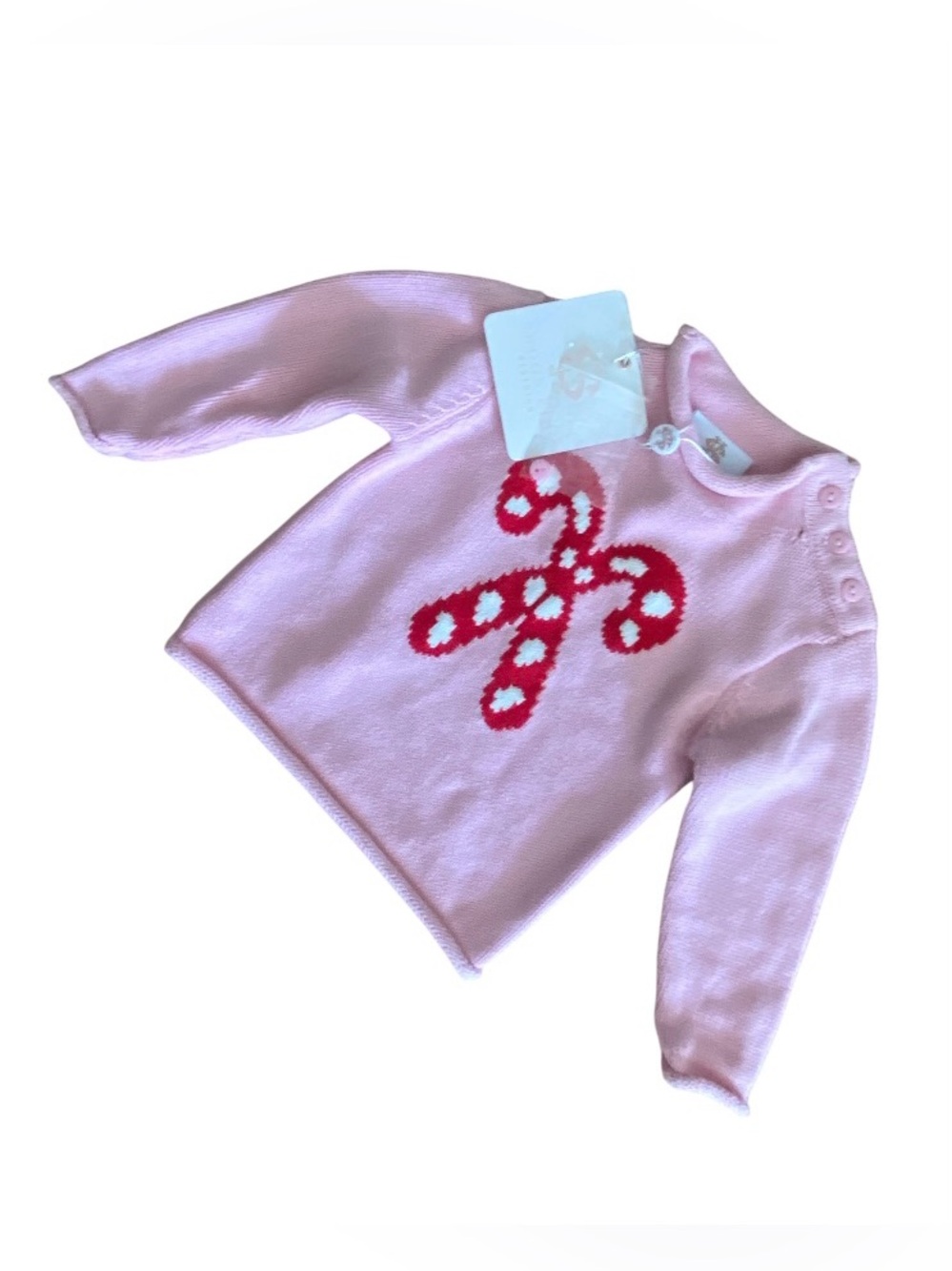 Pink Candy Cane Knit Long-Sleeve Top for Kids